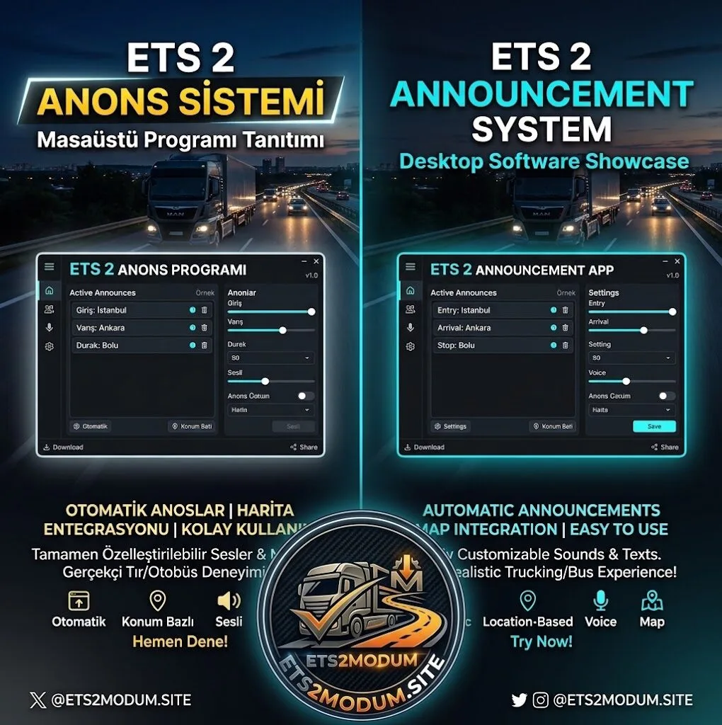 🚍 ETS2 Terminal ve Şehir Anons Sistemi Yayında! | Gerçekçi Otobüs Simülasyonu