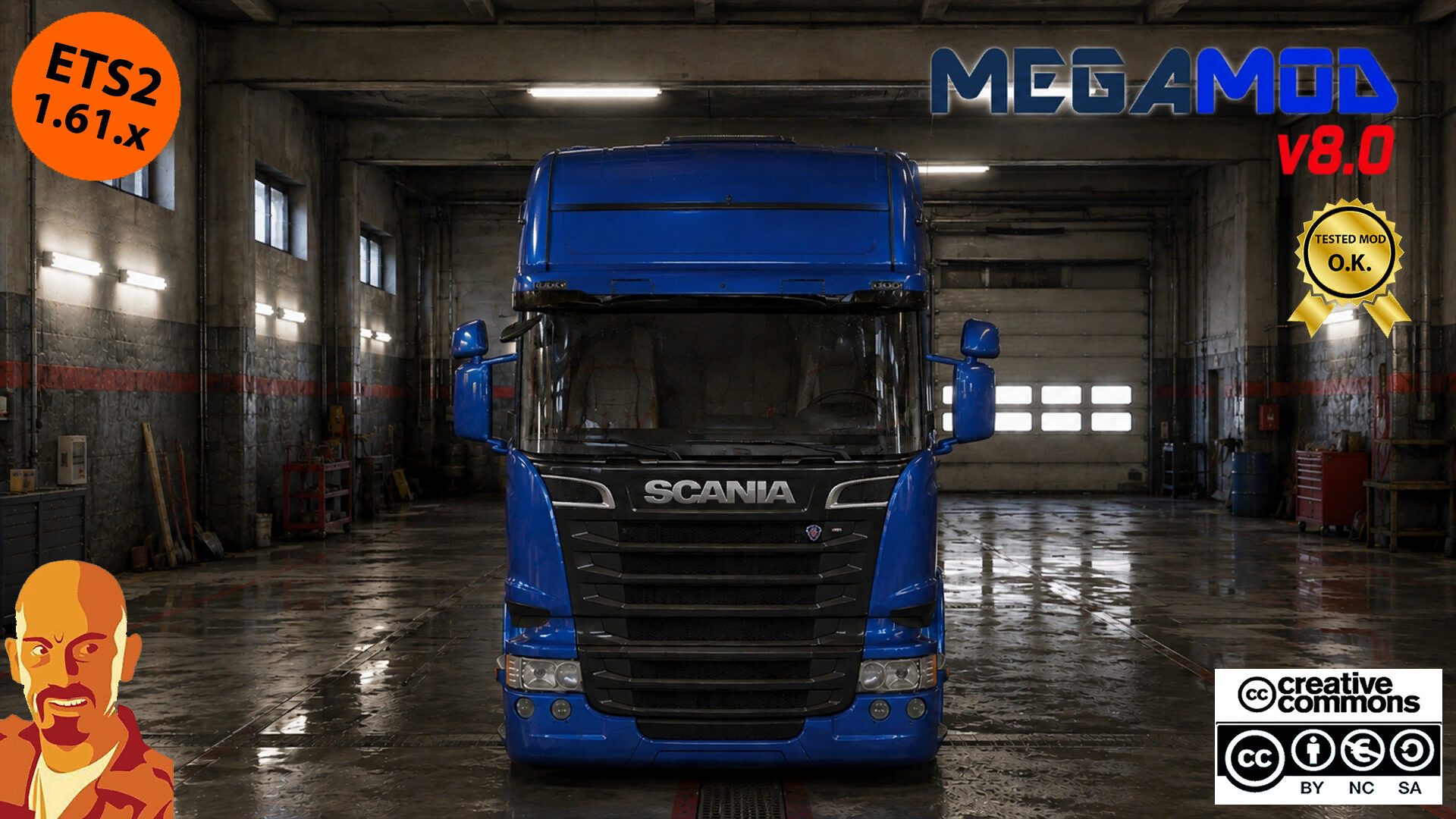 SCANIA MEGAMOD v8.0 ETS2 1.60-1.61.x WITH CONTAINERS CARGO