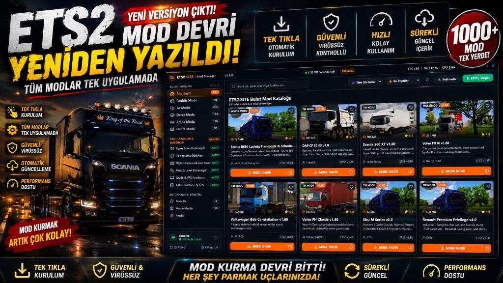ETS2 MOD MANAGER Easy and quick mod installation with a single click. v02
