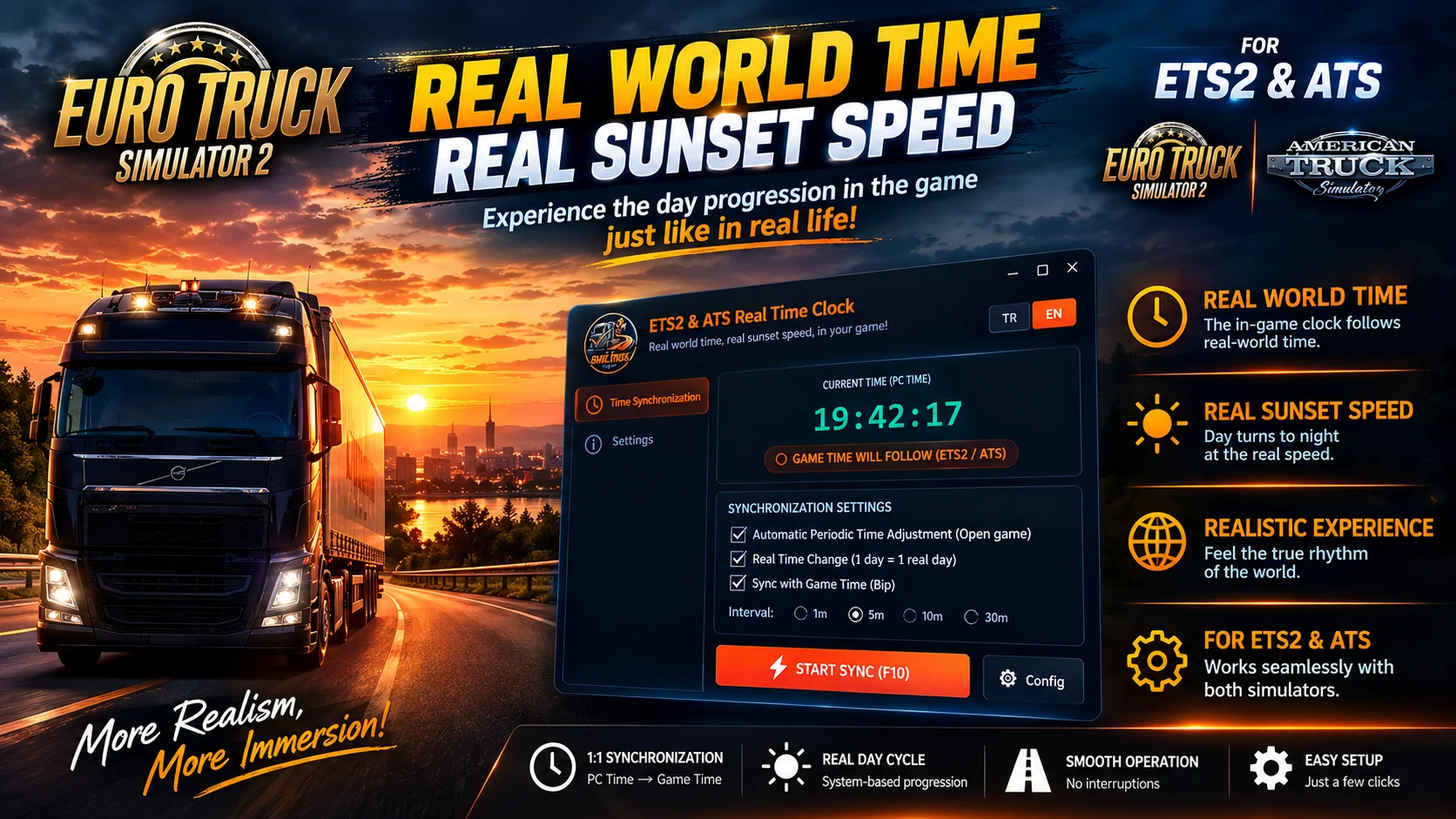 ETS2 Real-Time Clock Sync Pro