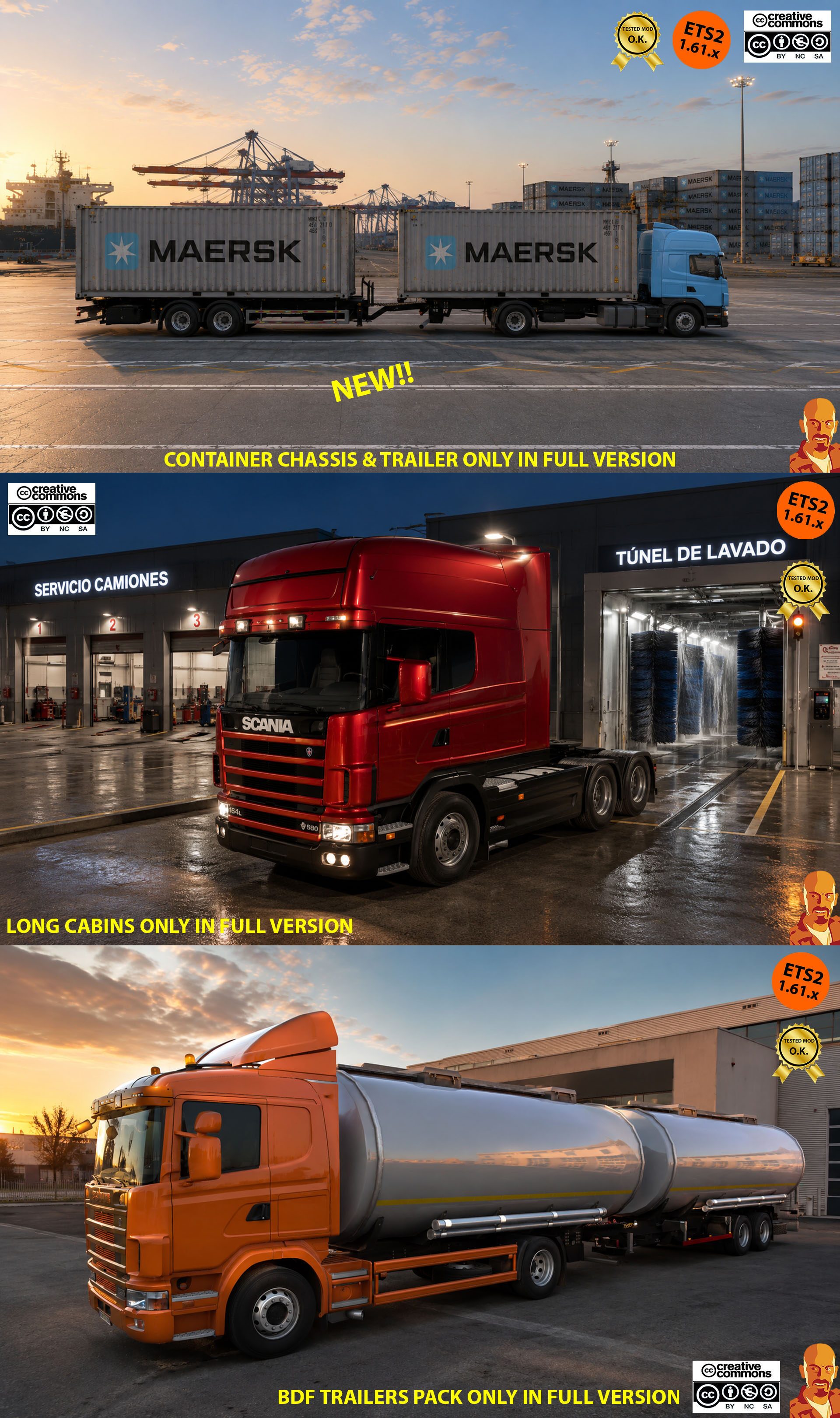 SCANIA MEGAMOD v8.0 ETS2 1.60-1.61.x WITH CONTAINERS CARGO