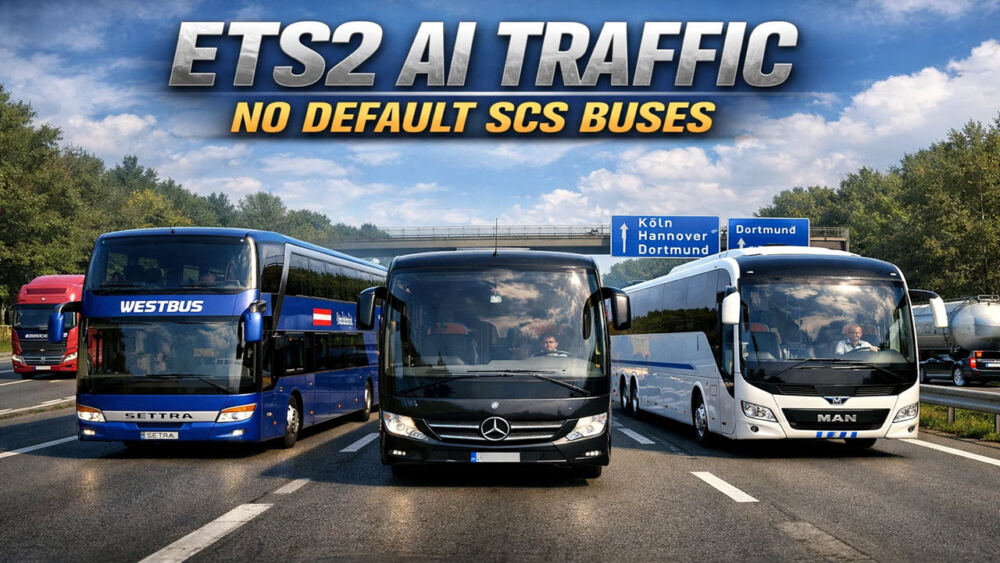 ETS2 AI Traffic No Default SCS Buses V1.0