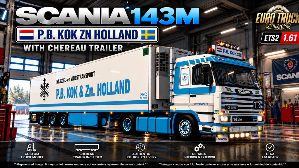 SCANIA 143M V8 500 P.B. KOK v2.0 ETS2 1.60-1.61.x